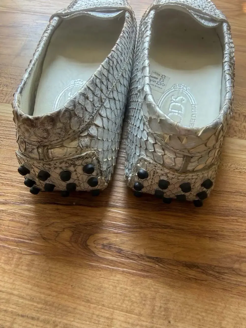 Tod's Gommino Snakeskin Penny Driving Loafers